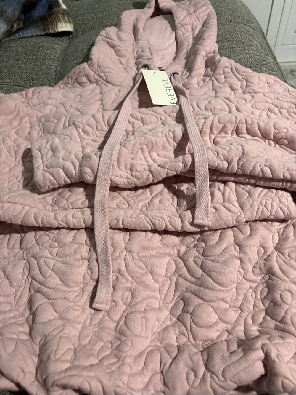 Everly Light Pink Quilted Teddy Hoodie Jacket18”L211/2”p2p